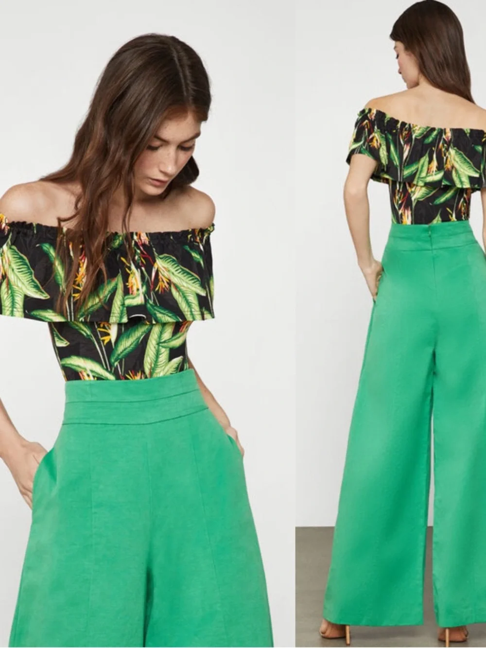 BCBG MaxAzria Wide Leg High-Waisted Trousers Pants - Picture 2 of 7